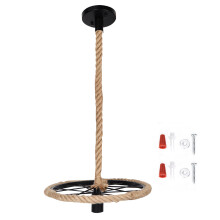 Justerbar lengde innvendig lampe, vintage hamptau pendellampe for industriell hengende lysekronesett, enkel installasjon med retro enkelhet