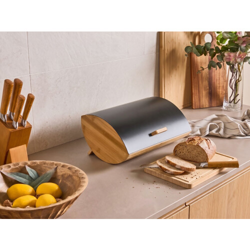 Beliani Bread Bin EPICURIEN Bamboo Black 1