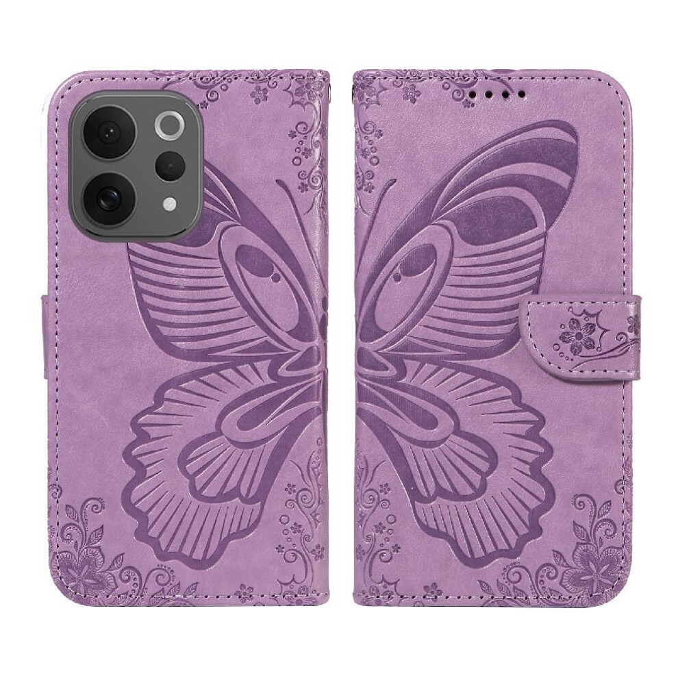 Photos - Case Flip  for VIVO V70 5G High Quality Leather with Credit Card Slot Detachable Hand Strap Embossed Butterfly