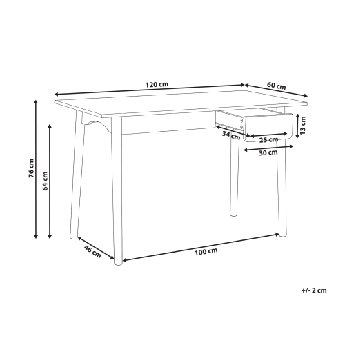 Beliani Home Office Desk VITRION 120 cm 60 cm Light Brown/ White 1