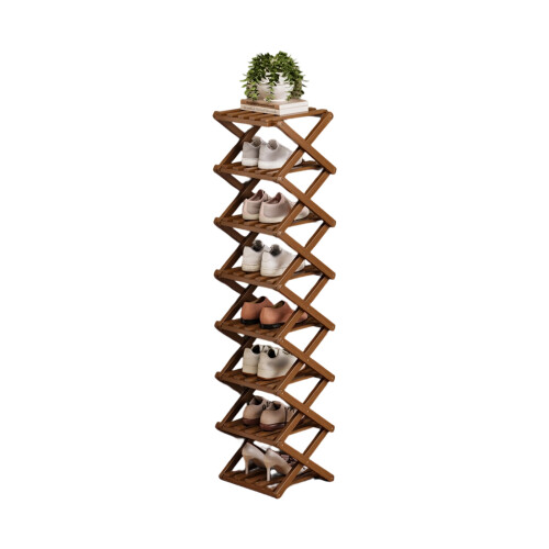 Modular Bamboo Shoe Organizer Expandable to 10-8 tea brown