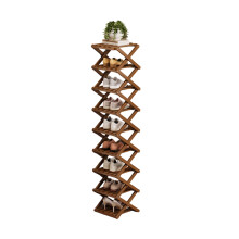 High Capacity Folding Shoe Organizer Shelf Holder-9 tea brown