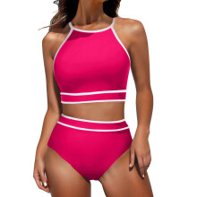Bathing Suit for Women 2 Piece Tummy Control High-magenta M