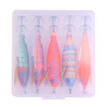 5.8G 8cm Fluorescent Squid Jig Shrimp Lures-5 color box set 2