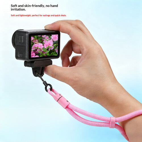Adjustable Silicone Wrist Strap for Action Cameras-Pink Color 1