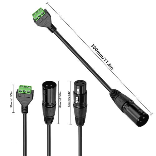 XLR 3-Core Screw Adapter with 30CM Cable for Microphone-Female 2