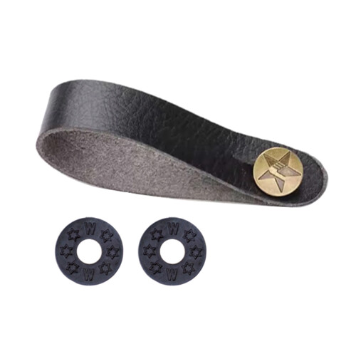Guitar Neck Strap PU Leather Head Belt Holder Button Safe-Black