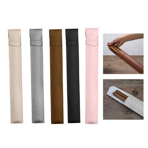 PU Leather Portable Drumsticks Storage Pouch Waterproof-Gray 2