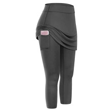 Women High Waist Pilates Pants with Side Pockets-Gray S