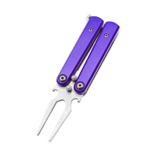 Golf Balls Fork Pivots Divot Repair Tool Grooves Cleaner-Purple
