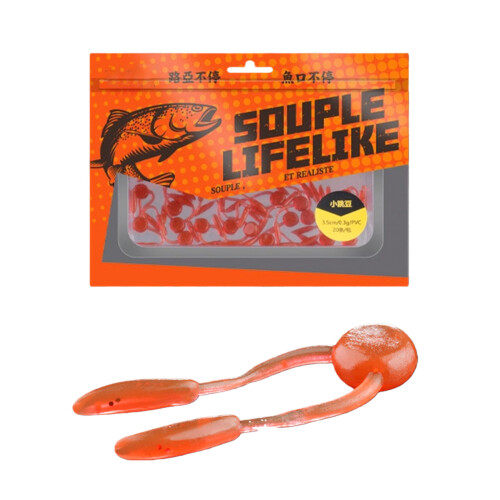 20 Stück weiche Köder zum Angeln im Süßwasser. Flexible-Orange