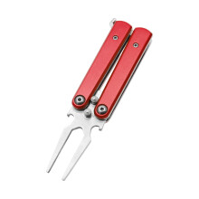 Foldable Pitchforks Turf Tool Putting Green Fork Grooves-Red