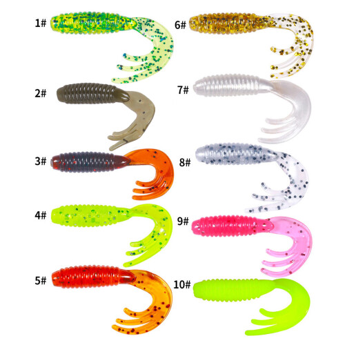 10st Curl Tail Baits Kunstaas Swimbait Flexibele-Kleur 6 1