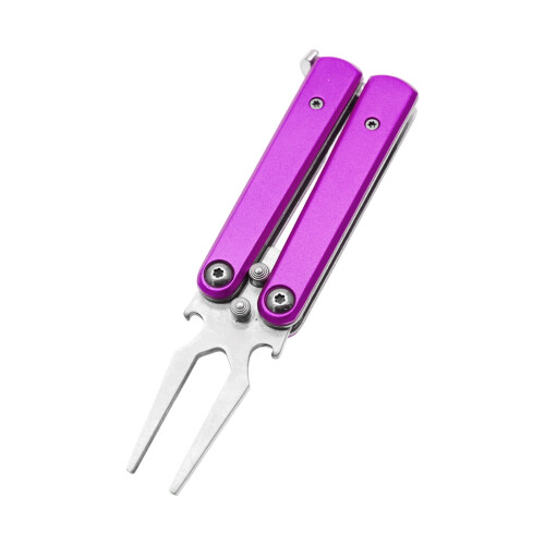 Golf Divot Tool Foldable Putting Green Fork Grooves-Pink