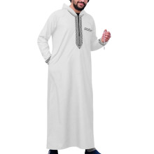 Robe longue Jubba pour hommes, chemise de Style ethnique-Blanc S