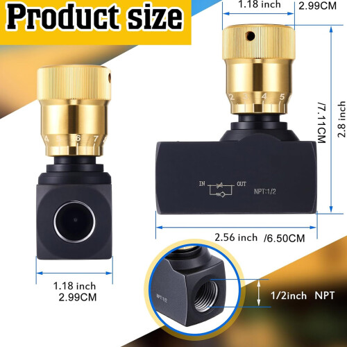 1/2Inch 3/8inch Port Adjustable Flows Regulation Throttle-1/2'' 1