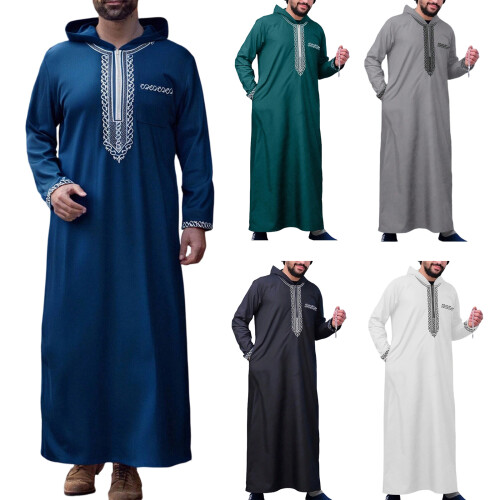 Robe à capuche avec fermeture éclair pour hommes, manches-Noir M 2
