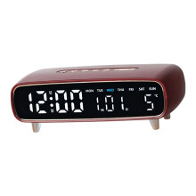 Small Digital Desk Clock with Moon Phase Display and-Red