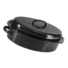 Classical Black Enamel Steel Roasting Pan Perfect For-18 inches