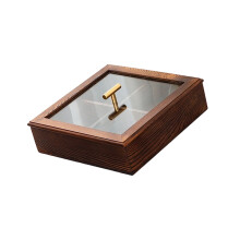 Artisanal Wooden Multiple Division Food Storage-square handle