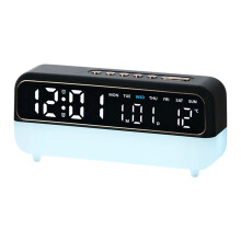 Veilleuse numérique réveil électrique horloge de bureau-Noir