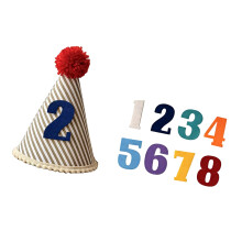 Adjustable Soft Cotton Party Hat Set With Attachable Number-C