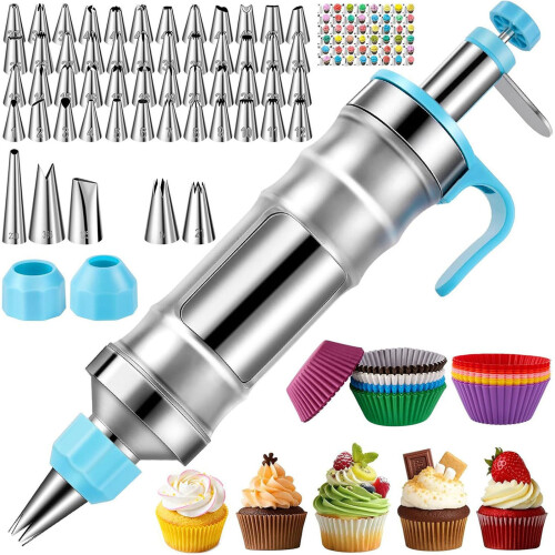 Professional Cake Decorating Supplies 164Pcs Stainless-Blue
