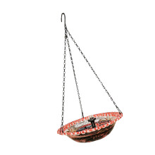 Fontaine de bain d'oiseaux suspendue solaire, distributeur-Rouge