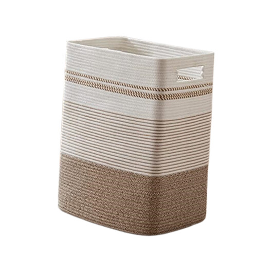 Rectangular Cotton Braided Laundry Bin Having Strong Handles-F