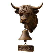Welcome Doorbell Resin High Land Cow Head Statue Garden Porch-1