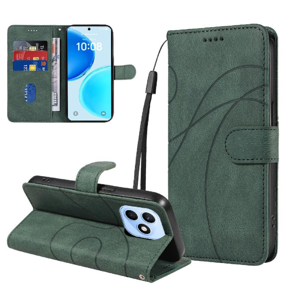 Flip Case For Honor X8d Card Slots And Kickstand Function Curved Pressure Line Skin Feel Leather And Frosted Tpu 764563387564