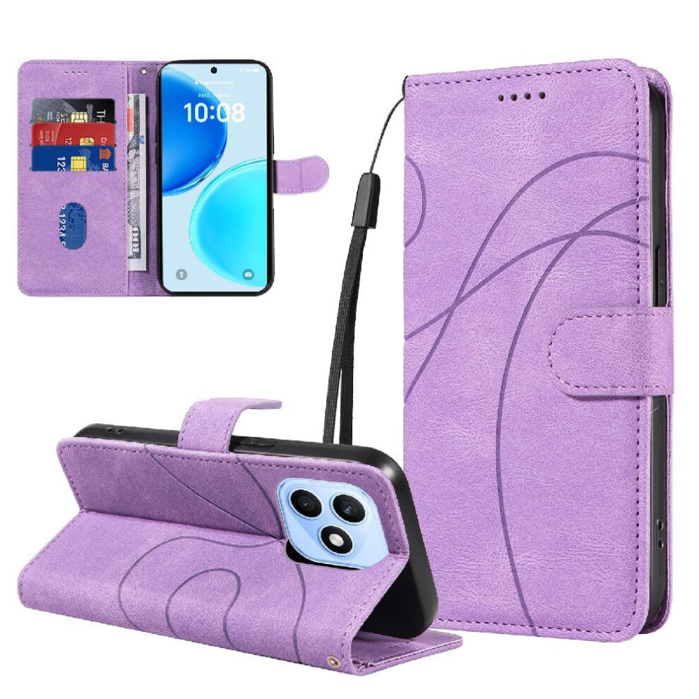 Flip Case For Honor X8d Card Slots And Kickstand Function Curved Pressure Line Skin Feel Leather And Frosted Tpu 764563387571
