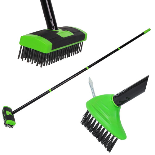 Practical Steel Wire Grass Brush With Extendable Handle-Green