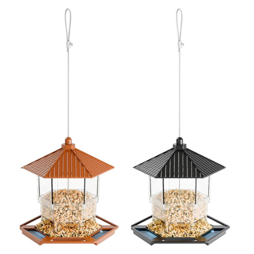 Funktionelles hängendes Vogelfuttersystem mit abnehmbaren-braun 1