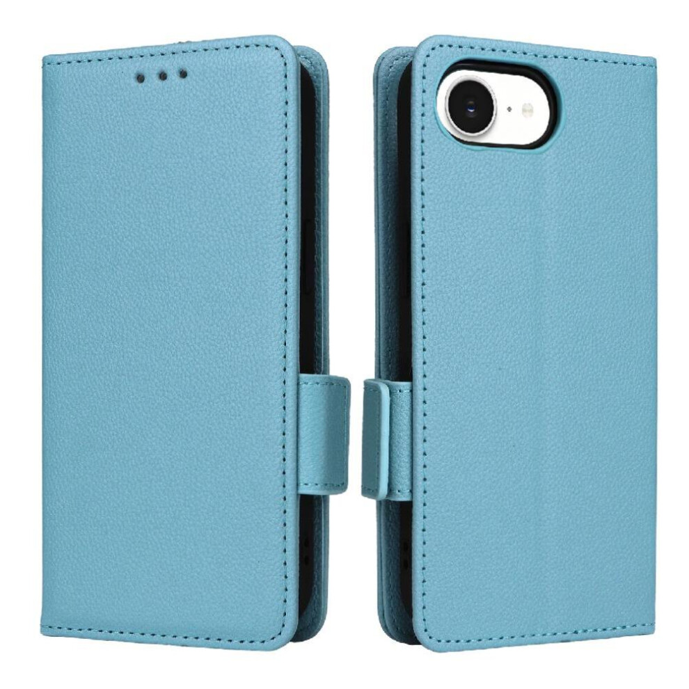 (Light ) Flip Case For Iphone 17E Card Slots Holder Magnetic Wallet Side Buckle Pu Leather Blue 764563389162