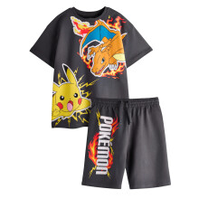 (5-6 Years, Black) Pokemon Boys Pikachu & Charizard T-Shirt & Shorts Set