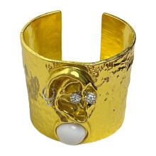 Elegant Wide Width Human Face Cuff Bangle Stylish Alloy-203