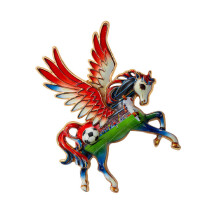 Flying Horse Rhinestones Brooch Elegant Zinc Alloy-red blue