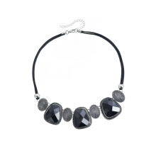 Eye Catching Textured Resin Pendant Necklace-antique silver