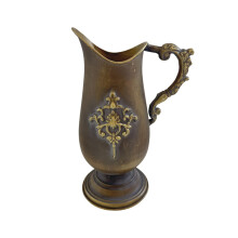 Distressed Bronze Metal Vases With Embossed Pattern Tall Urn-B