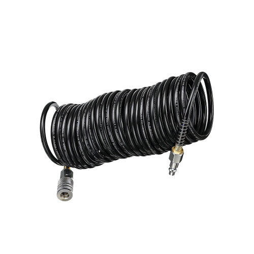 Coiled Flexible Pneumatic Tubing Quick Coupling Pipe 7.5m-Black