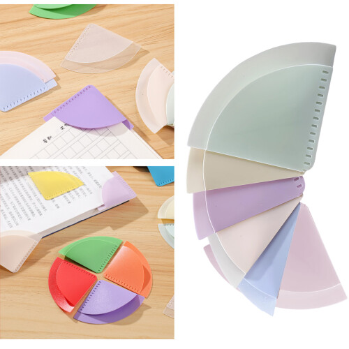 6Pcs Triangular Corner Bookmarks Plastic Corner-1Morandi color 2