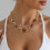 Unique Distressed Geometric Oval Pendant Necklace Elegant-Black 7