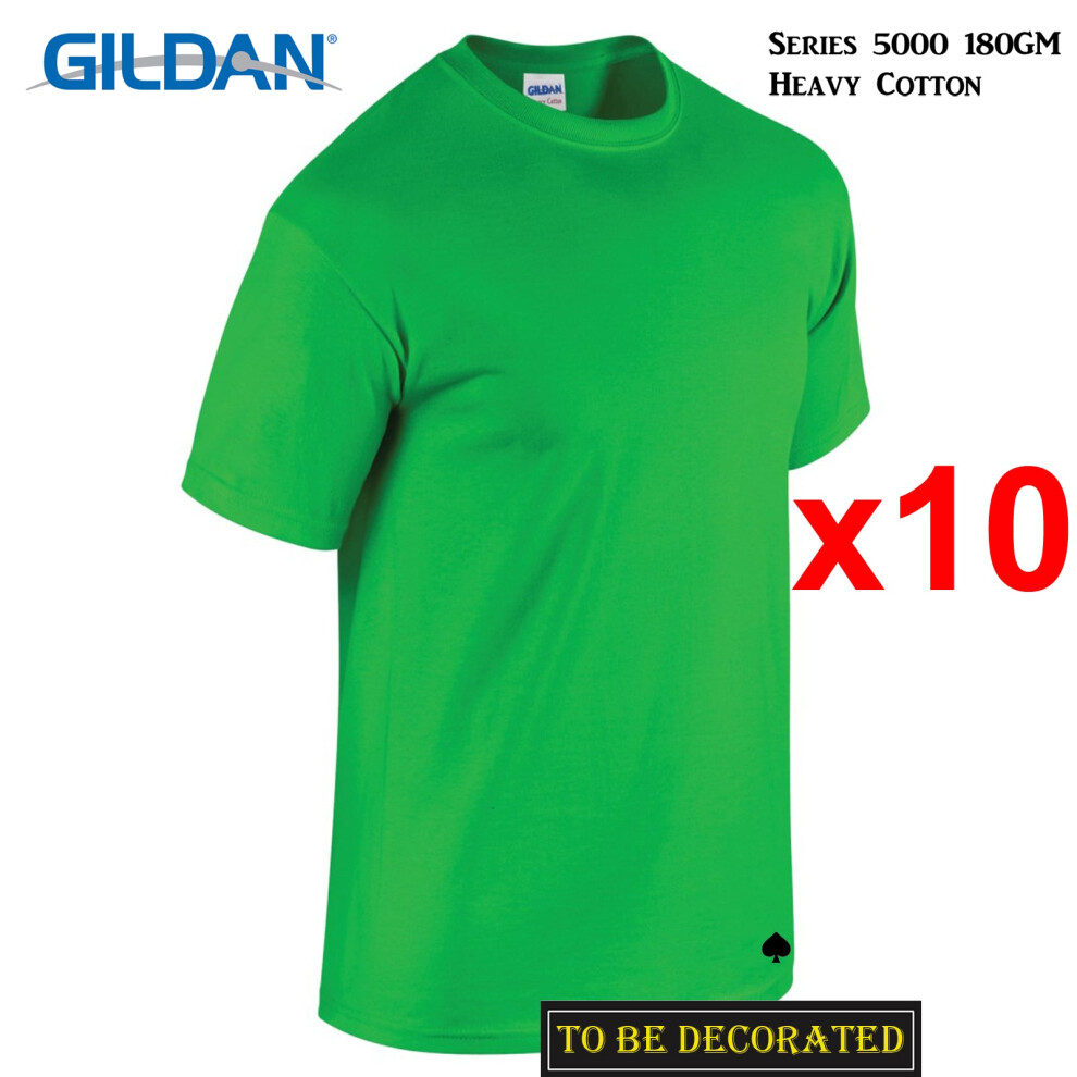 Gildan (S) 10 Packs T-Shirt Basic Tee S - 5XL Small Big Men Heavy Cotton (Irish ) Green
