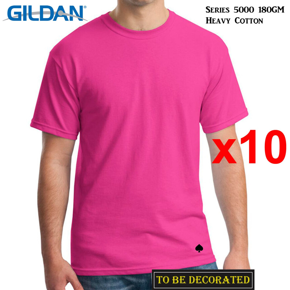 Gildan (Xl) 10 Packs T-Shirt Basic Tee S - 5XL Small Big Men Heavy Cotton (Heliconia)