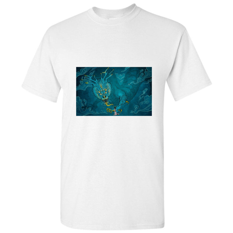 Gildan (S) Dragon Japanese Chinese Zodiac Asian Folks Art White Men T Shirt Tee Top