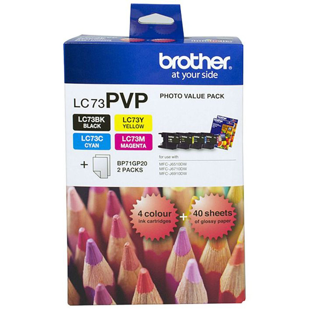 Brother Genuine Original Lc73pvp Lc-73 4 Colours Value Pack Ink Cartridge Toner Black/Cyan/Magenta