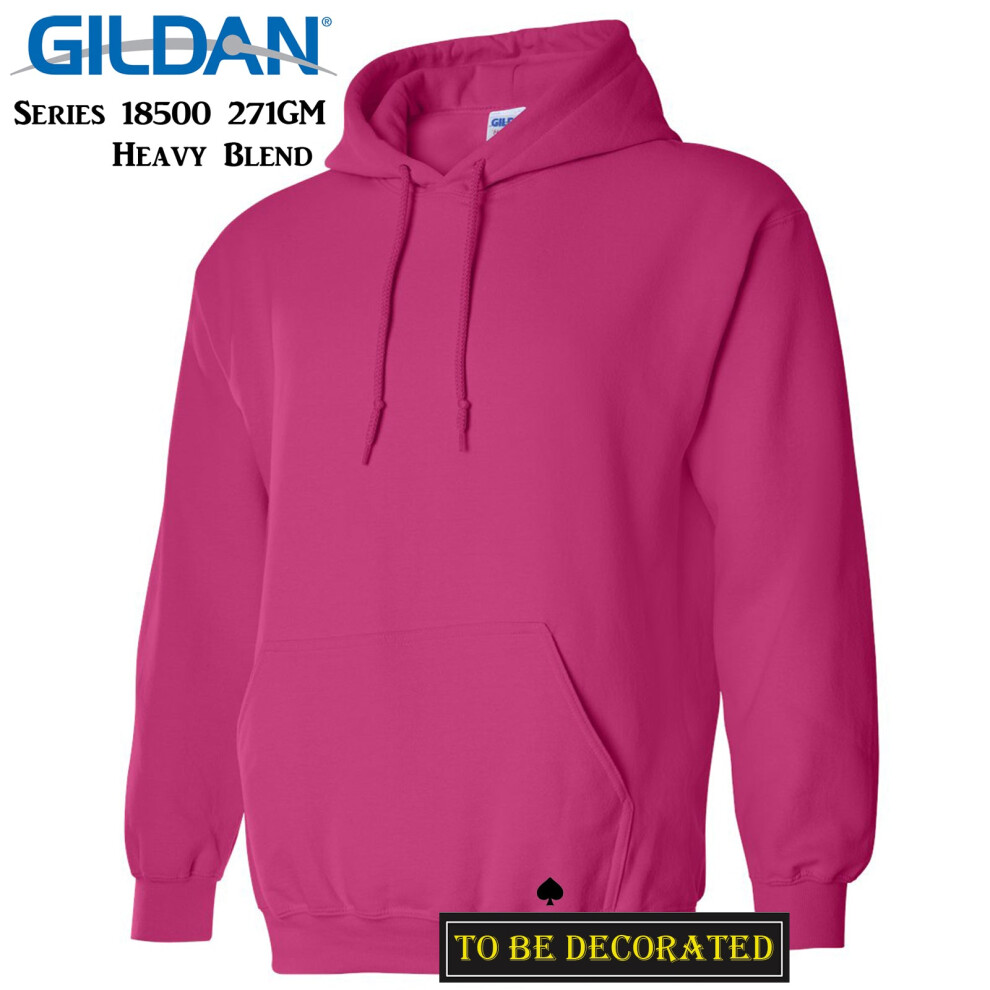 Gildan (L) Heliconia Hoodie Heavy Blend Hooded Sweat Mens Pullover Pink