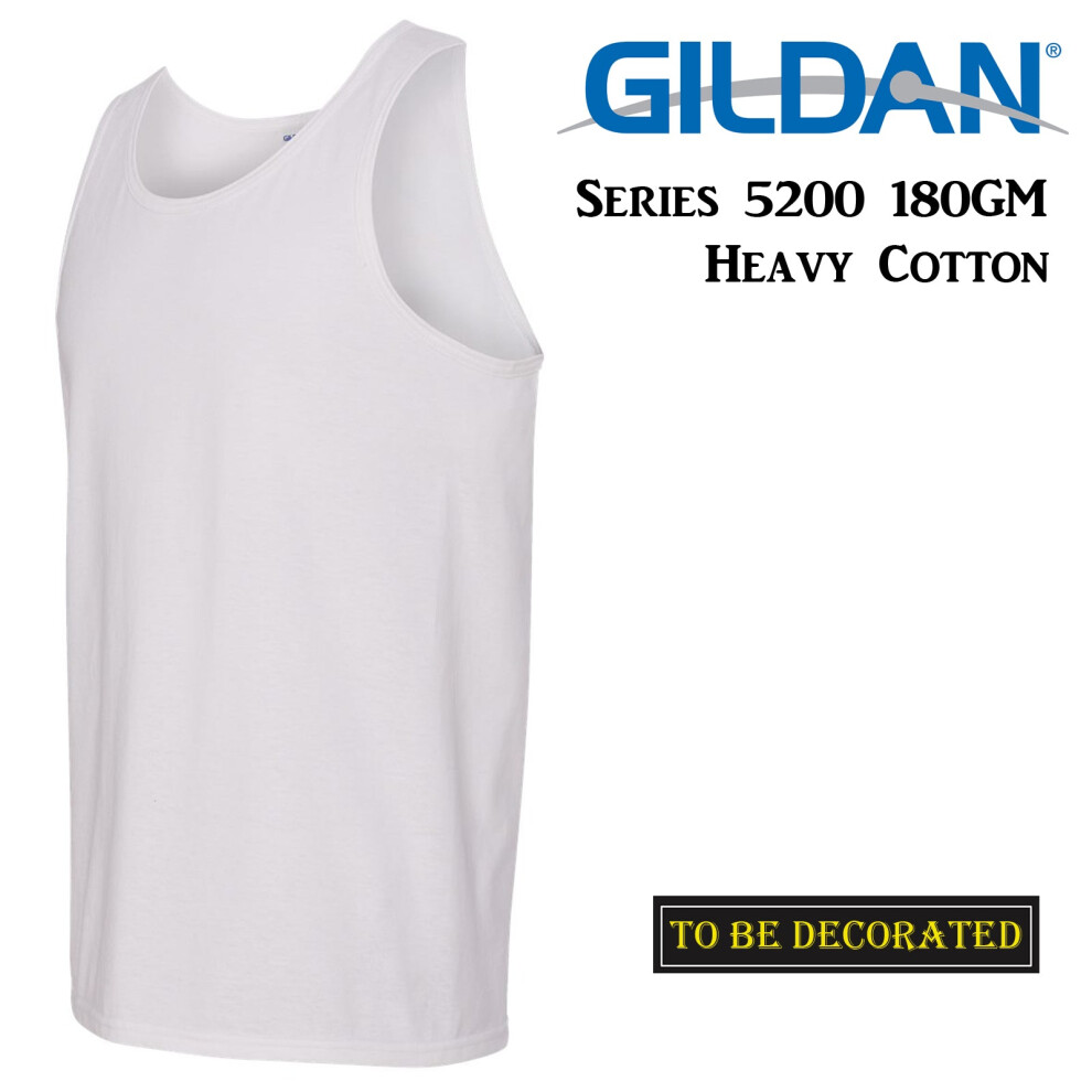 Gildan (2Xl) White Tank Top Singlet Shirt S - 3XL Small Big Men's Heavy Cotton