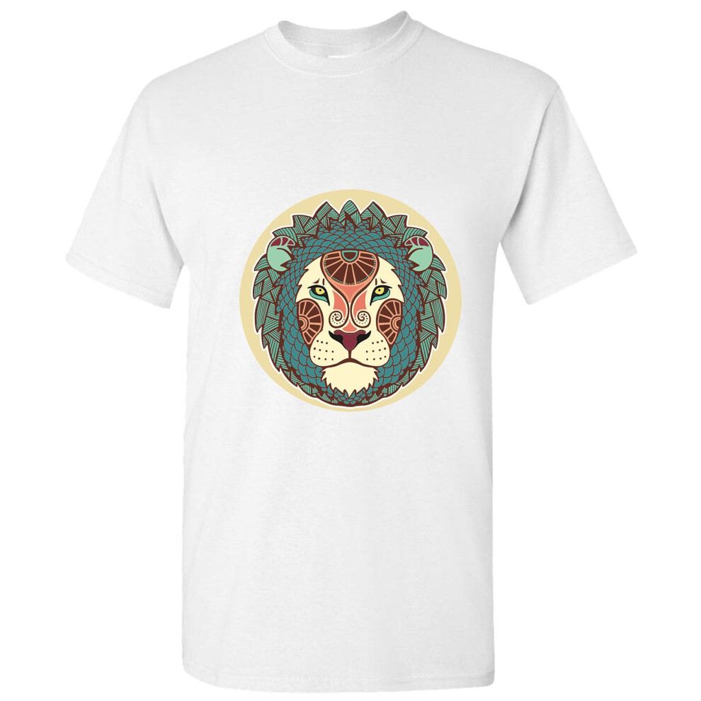 Gildan (4Xl) Lion Head Leo King Of The Jungle Zodiac Horoscope Men T Shirt Tee Top White